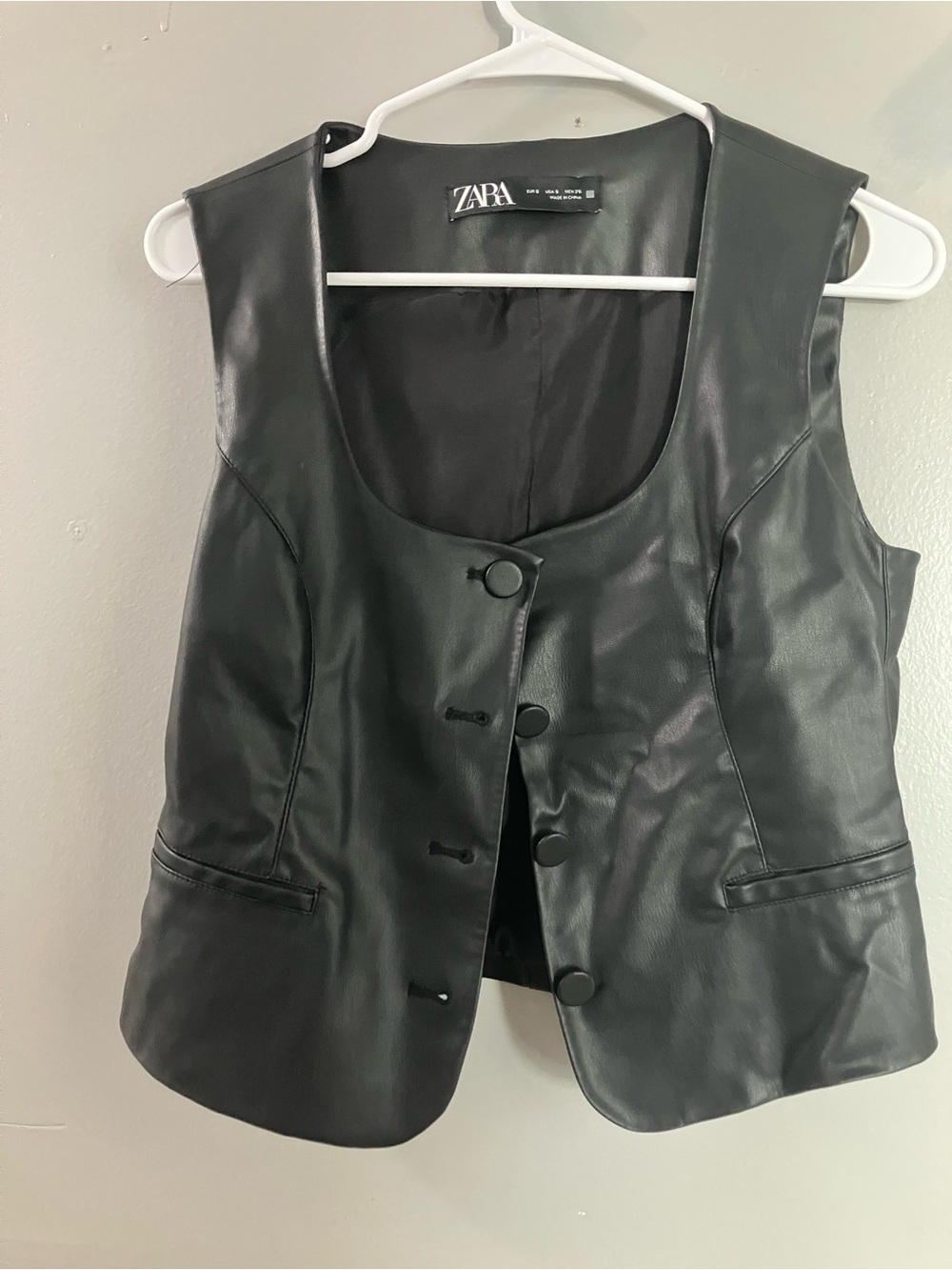 Zara Black Faux Leather Sleeveless Vest
